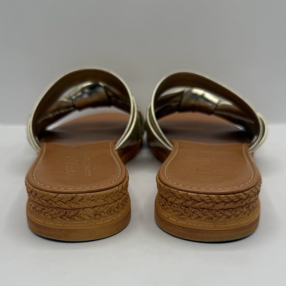 Italian Shoemakers Women 8.5 M Gold Metallic Braided Slides Sandals Italy Shoes - Picture 5 of 9